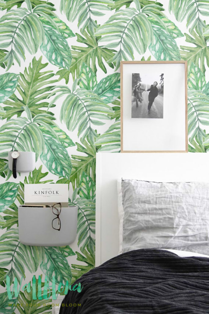 30 % de réduction de Monstera feuilles motif de papier peint, papier peint amovible, feuilles de Monstera exotique Sticker Mural, papier peint, fond d’écran Tropical, 102