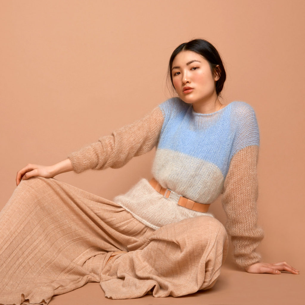 SABRINA WEIGT -> new fashion label, new shop! knit sweater mohair, pale blue, cream, camel, knitwear, knit fashion, modern, minimalistic