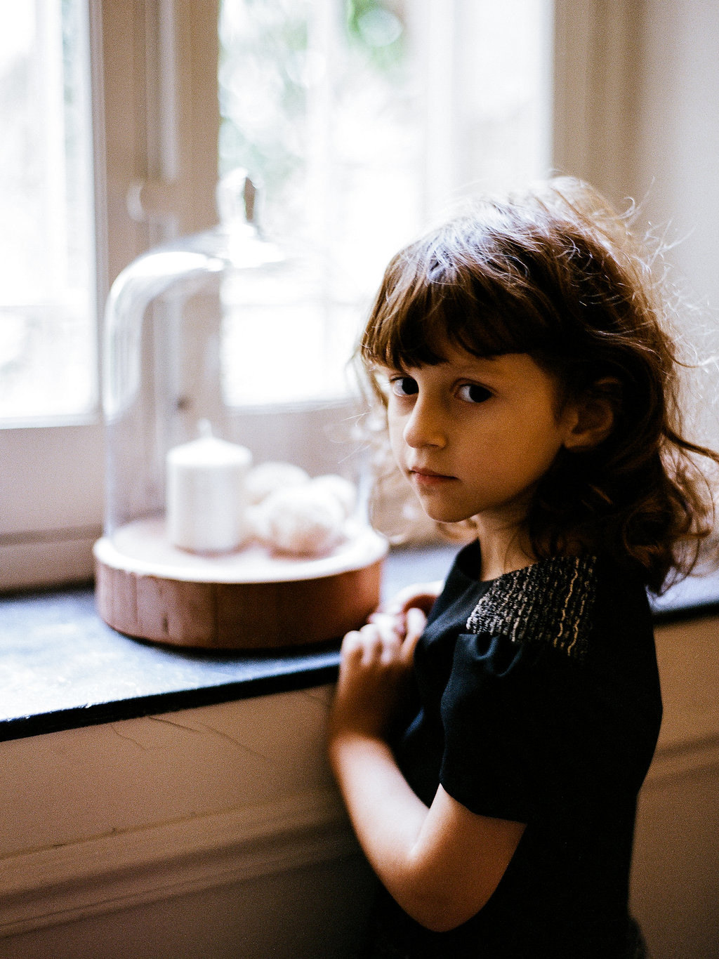 robe d'hiver bi-matière - robe de fêtes pour petite fille - robe noire et grise en laine pour fillette 2 à 8 ans