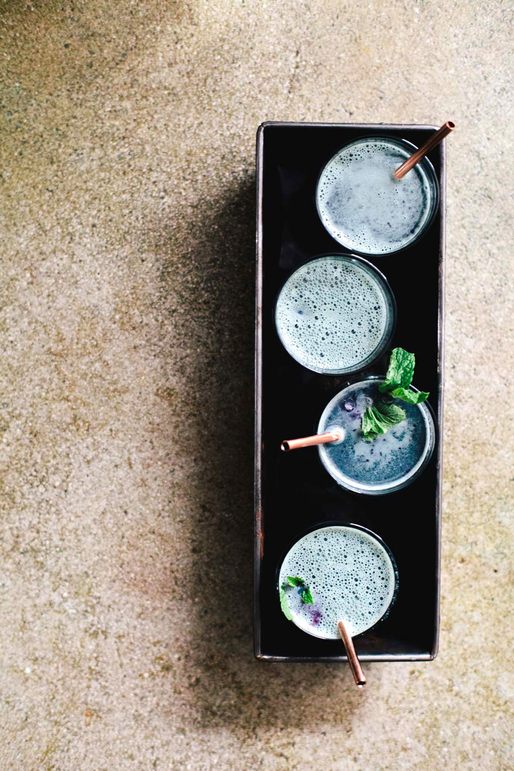 Blueberry mint matcha latte