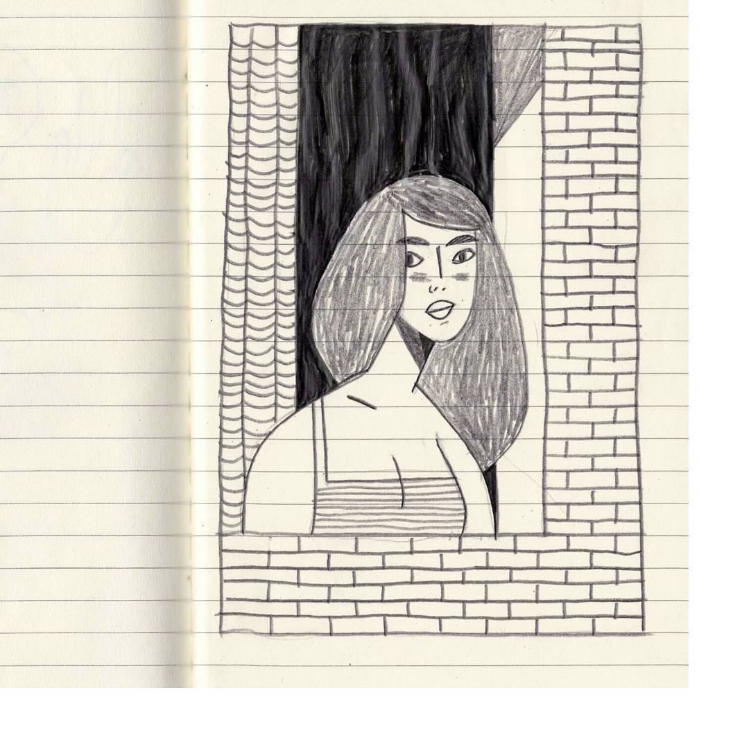 Thibaut Rassat Drawing - Girl Waiting at the Window